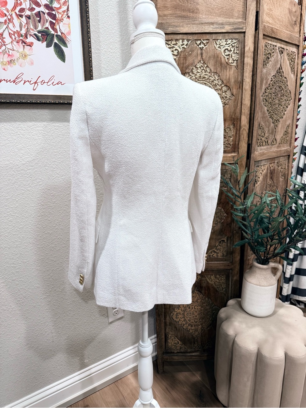 Zara Classic Double-Breasted White Women's Blazer 0060 - Picture 4 of 4